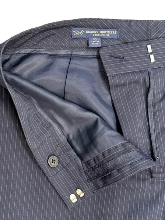 Brooks Brothers 346 Caroline Fit Pinstripe Trousers - label