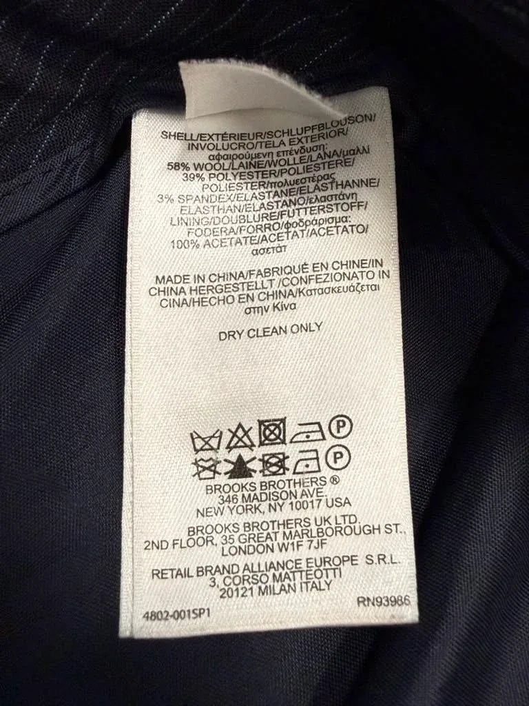 Brooks Brothers 346 Caroline Fit Pinstripe Trousers - tag