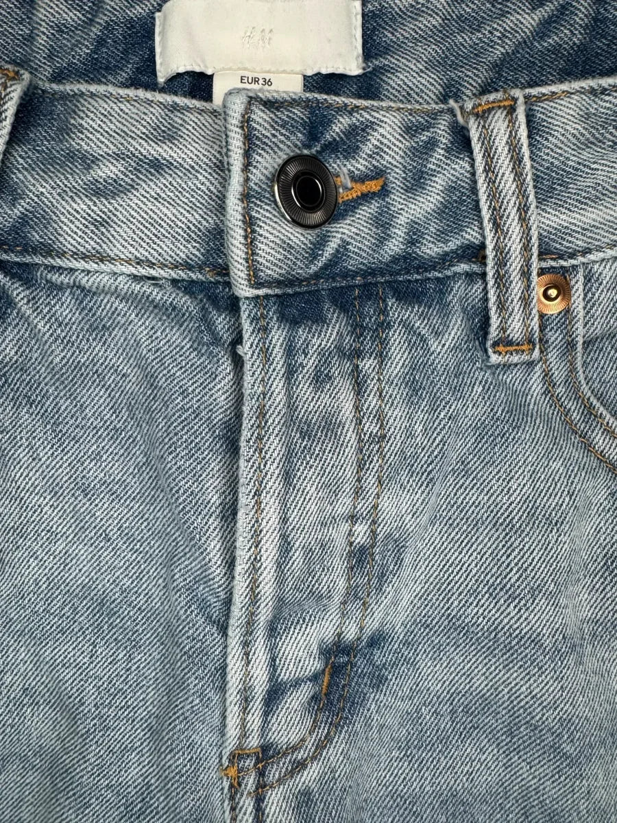 H&M Wide Leg High Waist Jeans Light Blue - detail