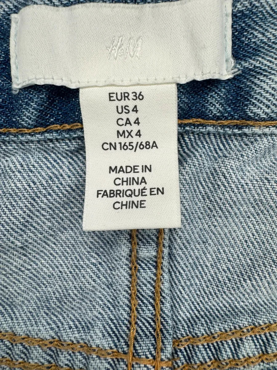 H&M Wide Leg High Waist Jeans Light Blue - label
