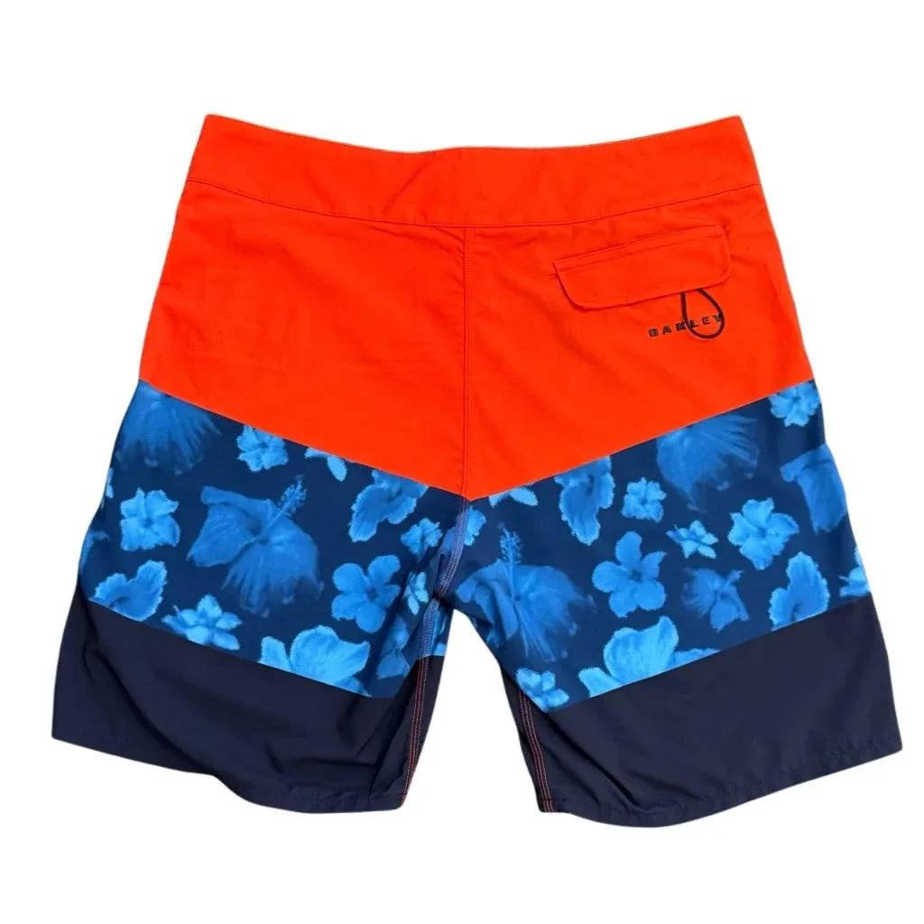 Oakley Performance Fit Colorblock Floral Board Shorts - back