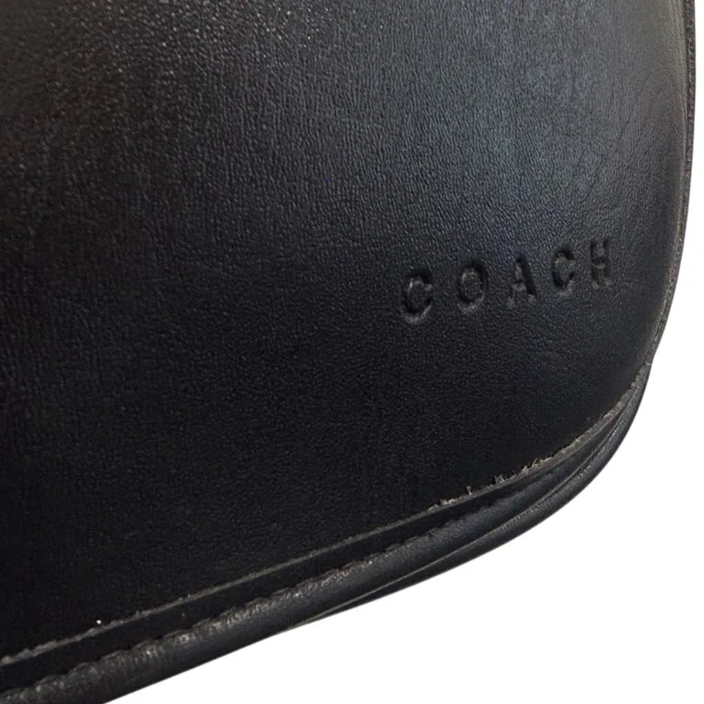 Coach Vintage Glove-Tanned Leather Shoulder Bag Black - detail