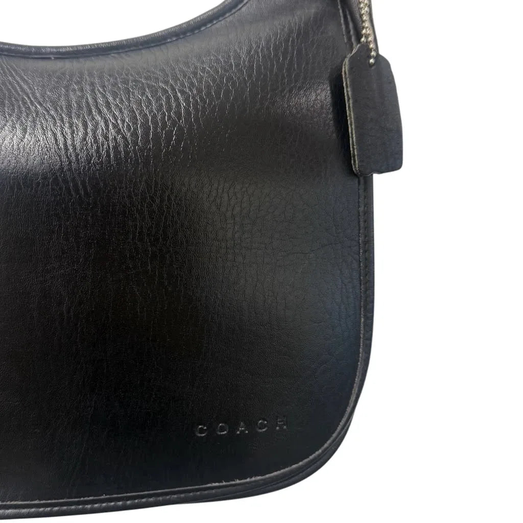 Coach Vintage Glove-Tanned Leather Shoulder Bag Black - front