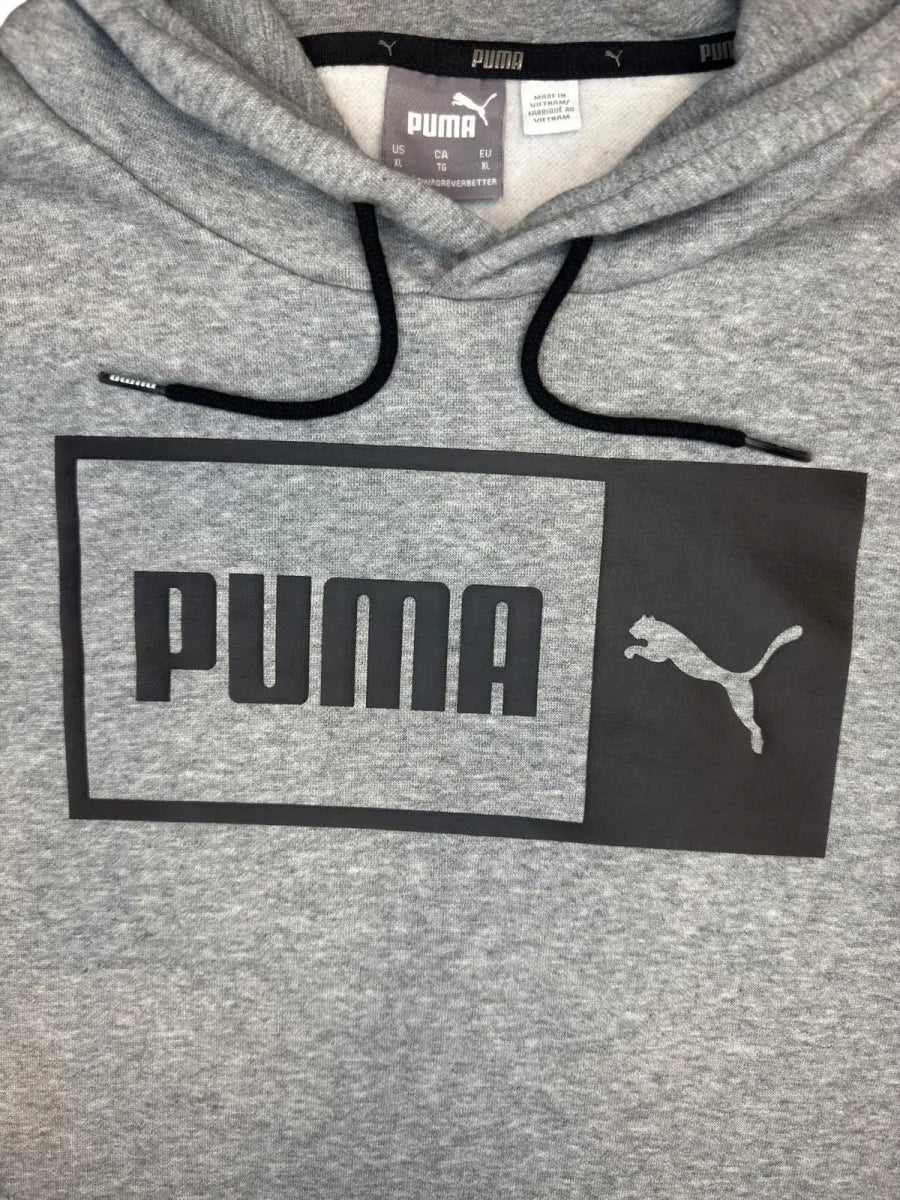 Puma Box Logo Pullover Hoodie Grey Heather XL - detail