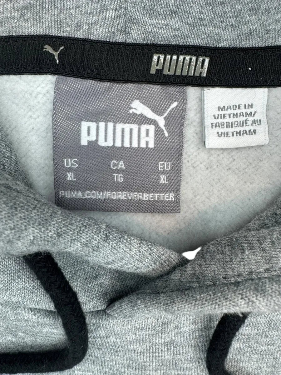 Puma Box Logo Pullover Hoodie Grey Heather XL - tag