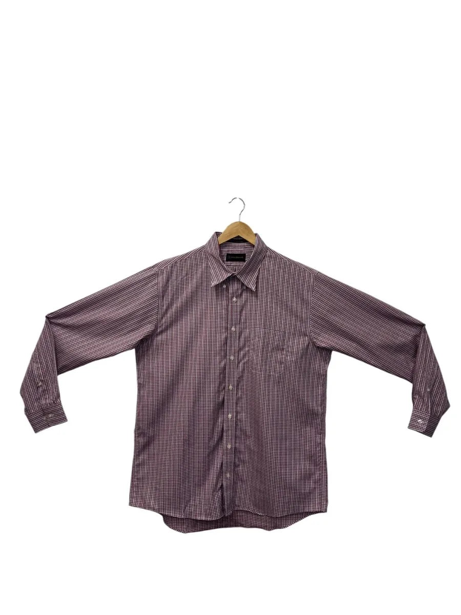 Purple Burgundy Micro-Check Button-Down Shirt - front