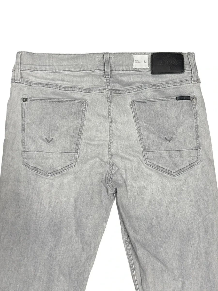 Hudson Blake Slim Straight Jeans Light Grey - back