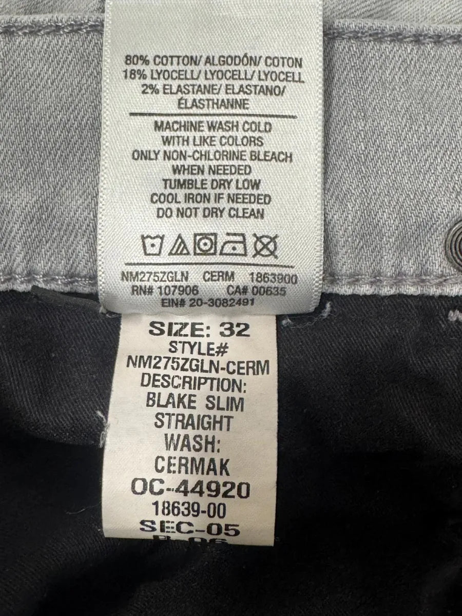 Hudson Blake Slim Straight Jeans Light Grey