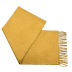 Baby Alpaca Solid Fringe Scarf Mustard Yellow - front