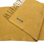 Baby Alpaca Solid Fringe Scarf Mustard Yellow - label
