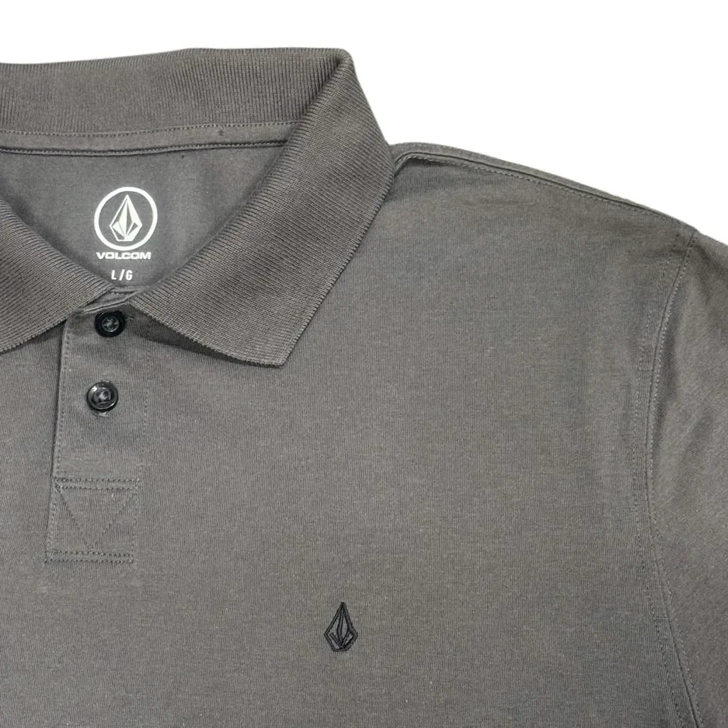 Volcom Stone Logo Short Sleeve Polo Shirt Charcoal - detail