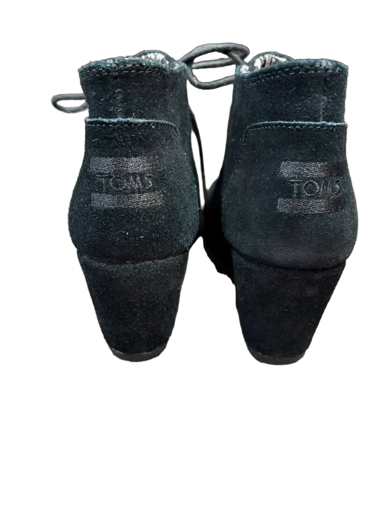 TOMS Desert Wedge Bootie Lace-Up Ankle Boot Black - back