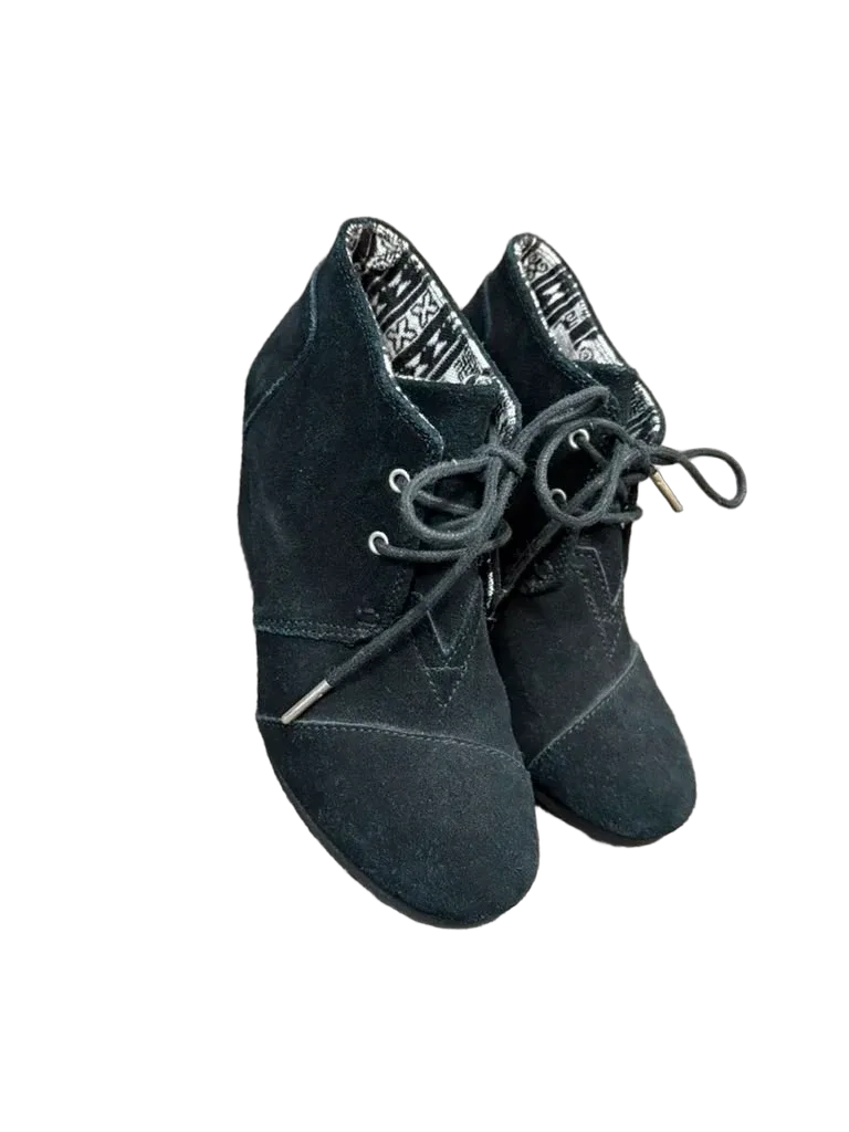 TOMS Desert Wedge Bootie Lace-Up Ankle Boot Black - detail