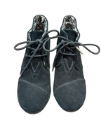 TOMS Desert Wedge Bootie Lace-Up Ankle Boot Black - front
