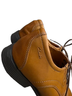 Clarks Tan Leather Plain Toe Derby Oxford - back