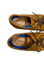 Clarks Tan Leather Plain Toe Derby Oxford - label