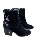 Kenneth Cole RENNA Black Velvet Embroidered Ankle Boot - front