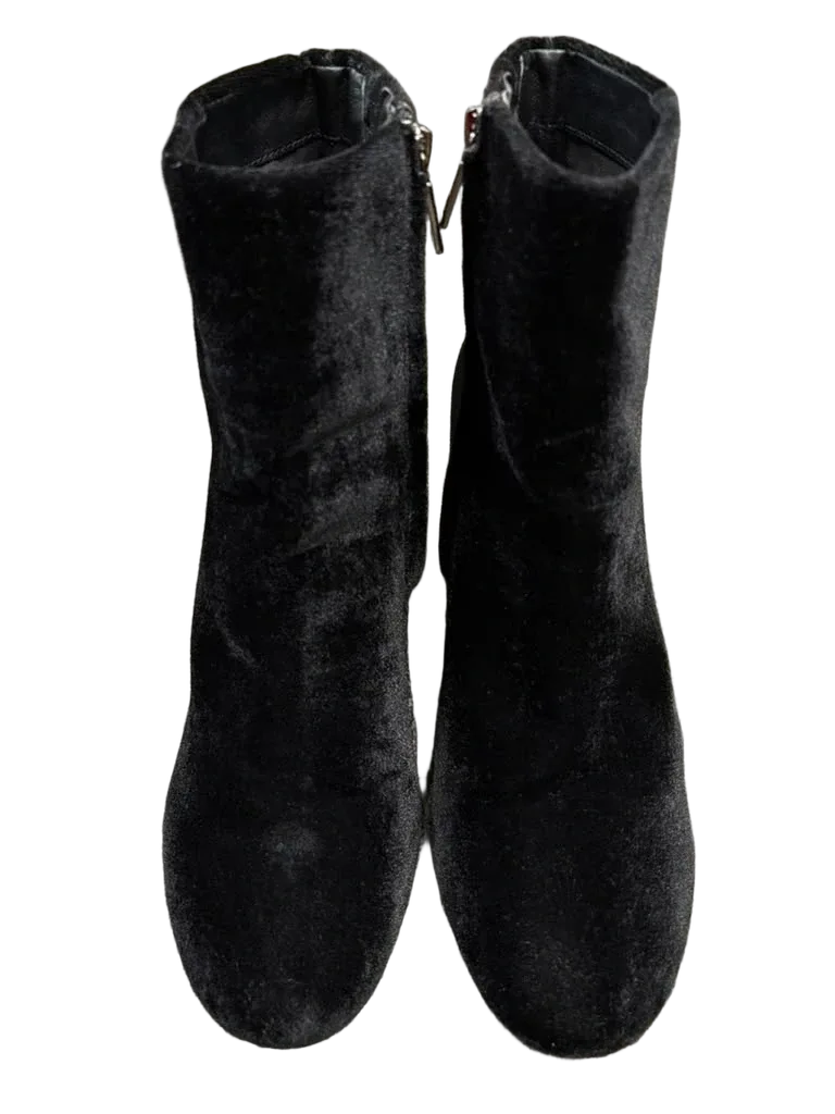 Kenneth Cole RENNA Black Velvet Embroidered Ankle Boot - front