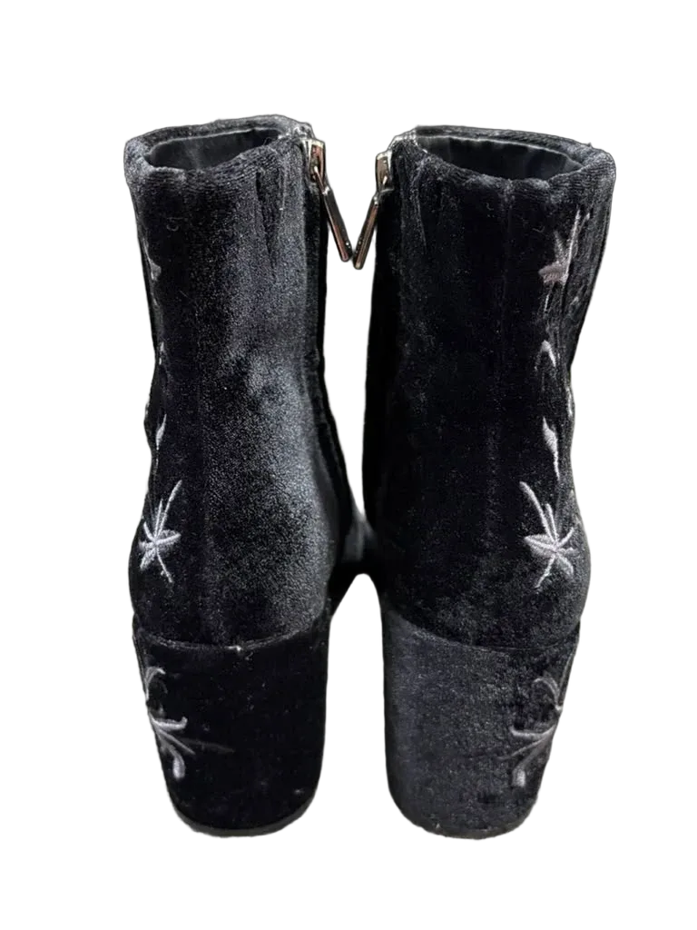 Kenneth Cole RENNA Black Velvet Embroidered Ankle Boot - back
