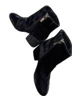 Kenneth Cole RENNA Black Velvet Embroidered Ankle Boot - detail