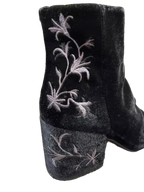 Kenneth Cole RENNA Black Velvet Embroidered Ankle Boot - detail