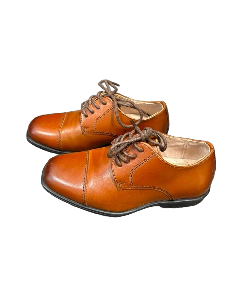 Florsheim Boys Tan Leather Cap-Toe Oxford Dress Shoe - front