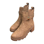 Dream Pairs Suede Chelsea Ankle Boots Buckle Strap - front