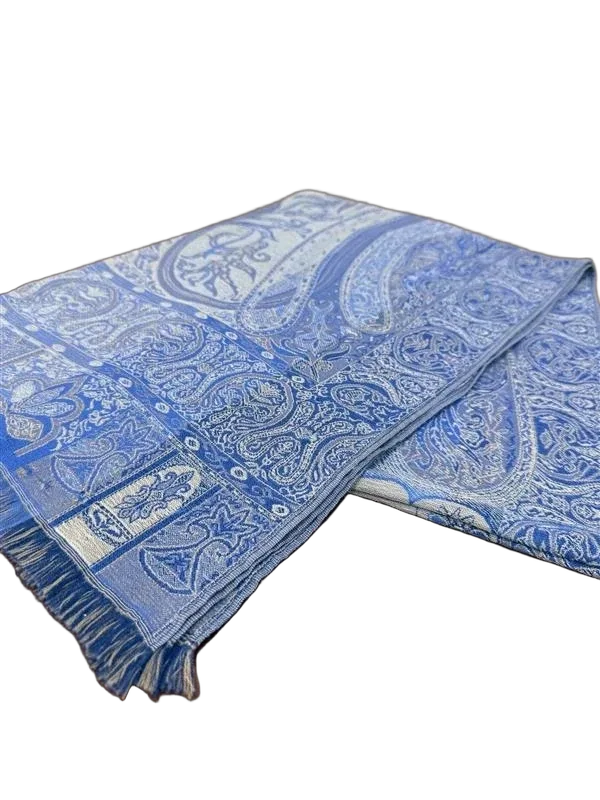 Naturally Knotty Paisley Silk Wool Blend Fringe Scarf - front