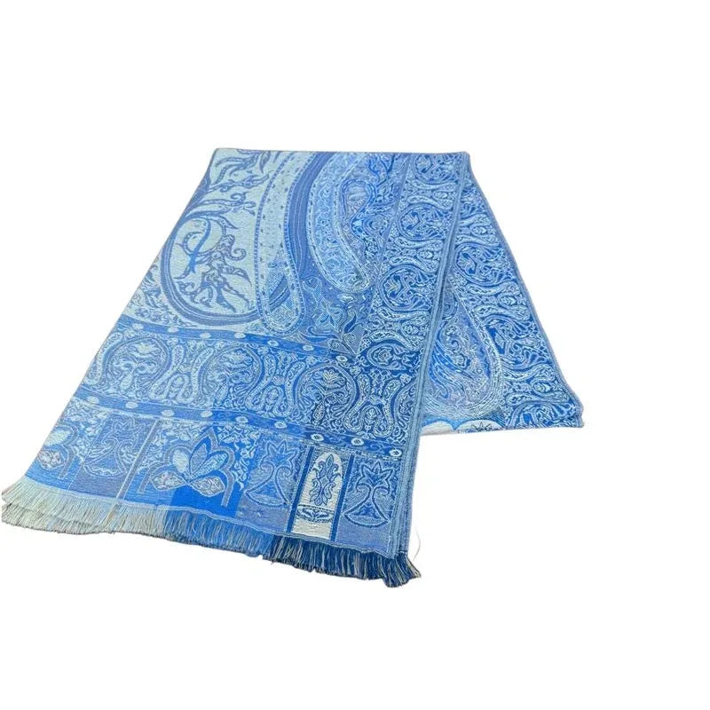Naturally Knotty Paisley Silk Wool Blend Fringe Scarf - detail