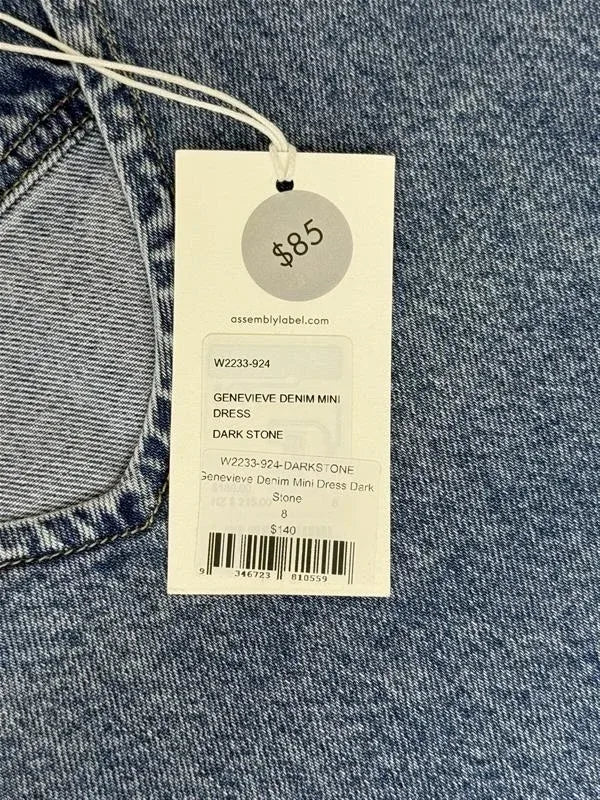 Assembly Label Genevieve Denim Mini Dress Light Blue - tag