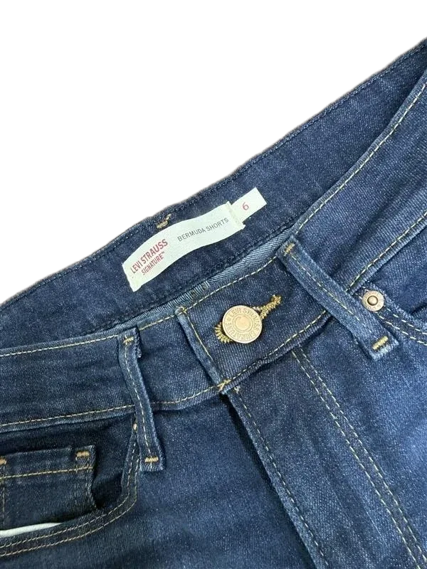 Levi Strauss Signature Bermuda Denim Shorts Dark Blue - label