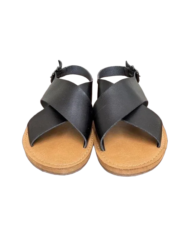 Universal Thread Black Crossover Strap Slingback Sandals - front