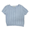 Arizona Jean Co Cable Knit Short Sleeve Cardigan Light Blue - front