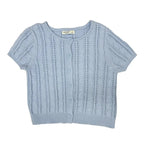 Arizona Jean Co Cable Knit Short Sleeve Cardigan Light Blue - front