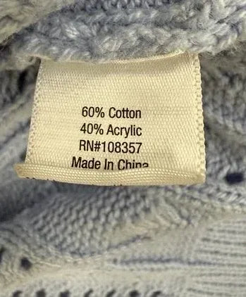 Arizona Jean Co Cable Knit Short Sleeve Cardigan Light Blue - tag