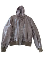 Cooper Genuine Leather Hooded Bomber Jacket Dark Brown