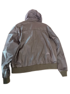 Cooper Genuine Leather Hooded Bomber Jacket Dark Brown - back