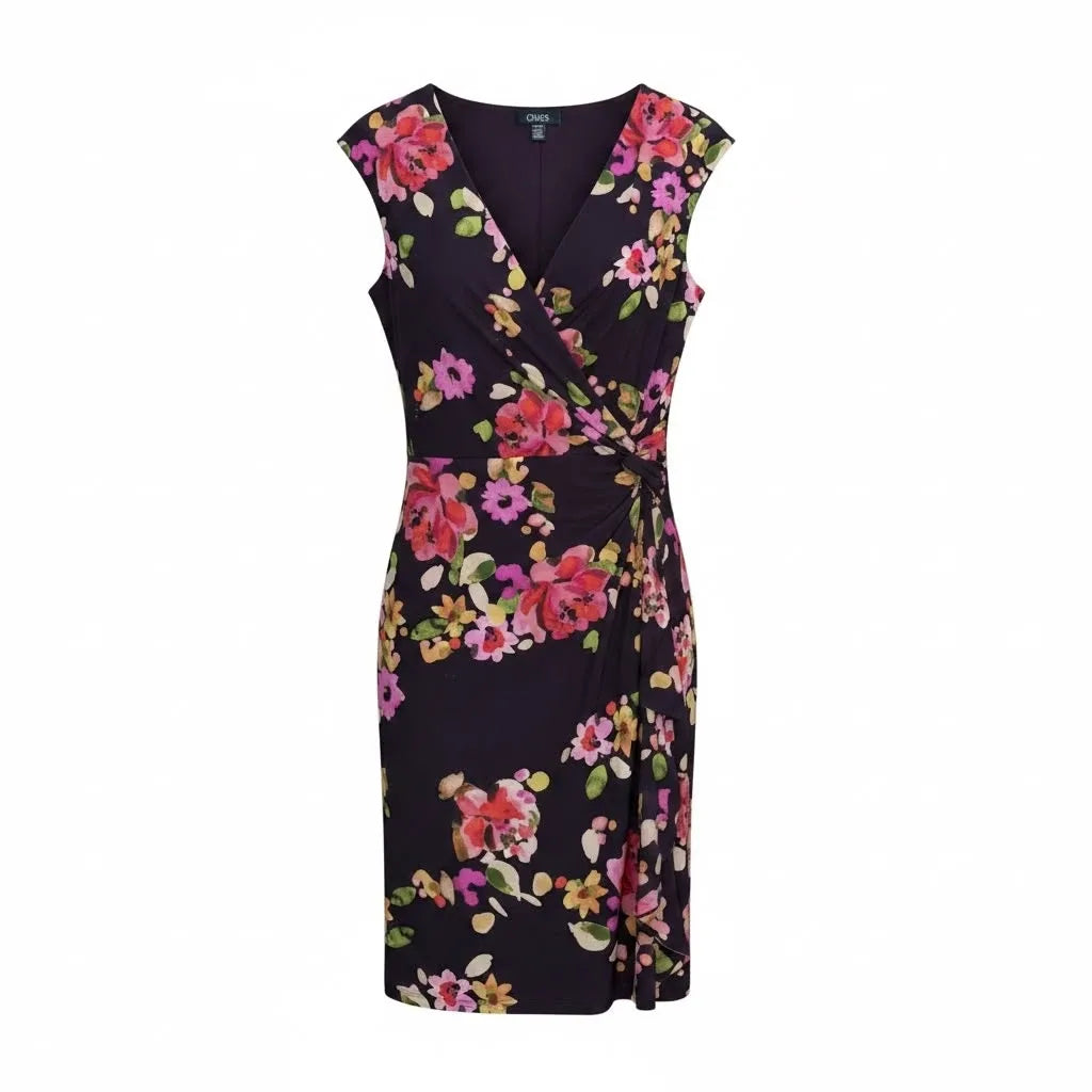 Chaps Floral Print Faux Wrap Dress XL