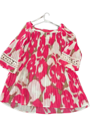 Alfani Pleated Abstract Print Tunic Top Pink - back