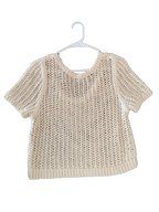 Free People Open Knit Short Sleeve Crop Sweater Top - back