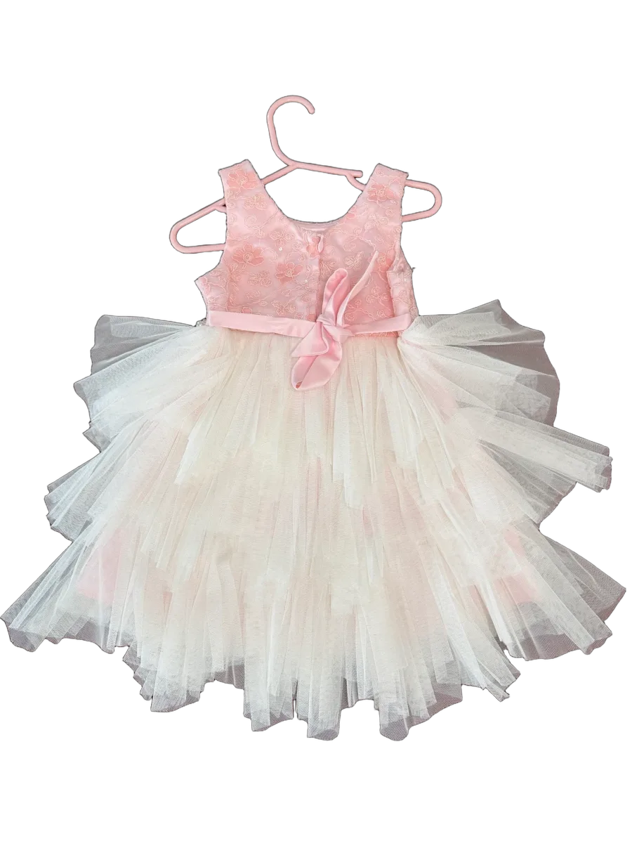 Couture Princess Pink Floral Lace Tulle Party Dress 2T - back
