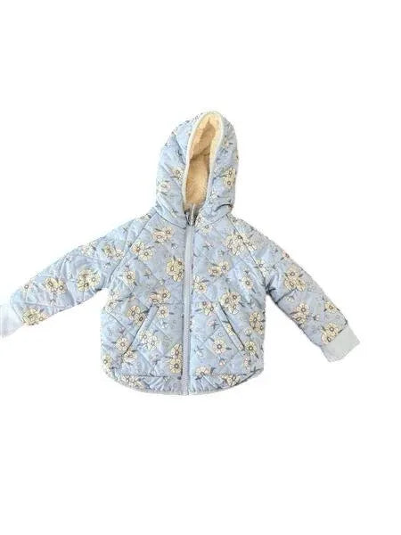 Cat & Jack Quilted Floral Hooded Baby Jacket Light Blue