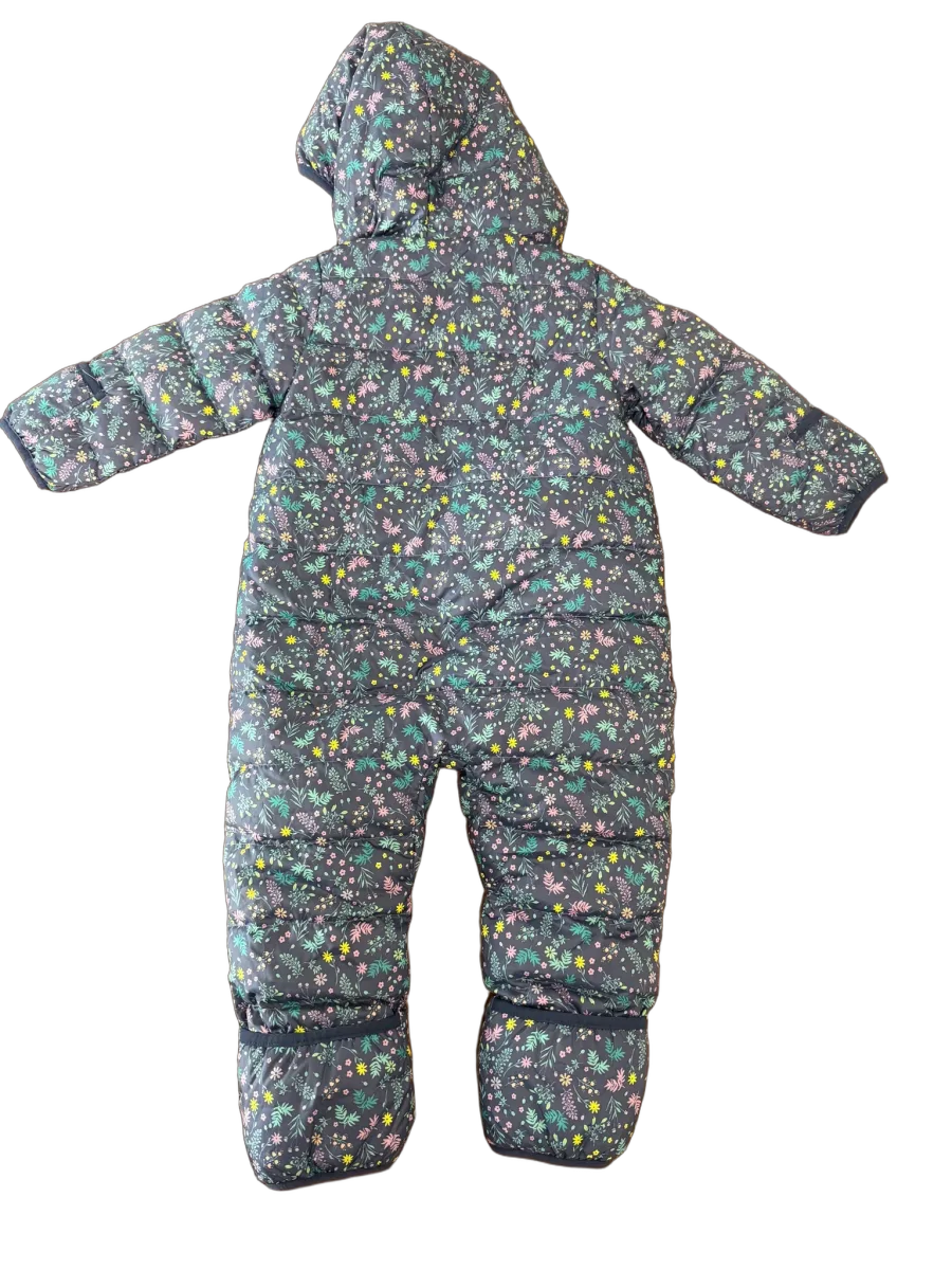 Eddie Bauer Floral Puffer Snowsuit Baby Bunting Navy - back