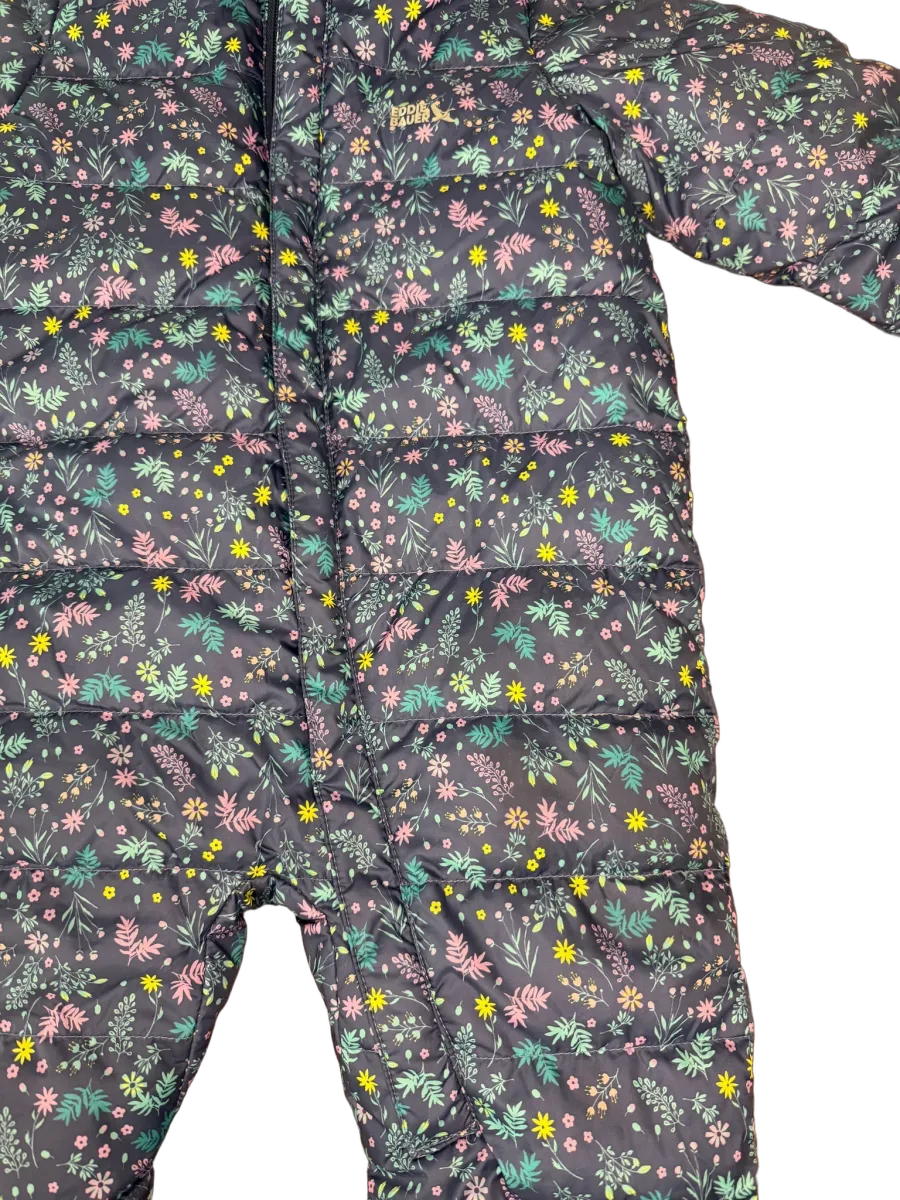 Eddie Bauer Floral Puffer Snowsuit Baby Bunting Navy - front