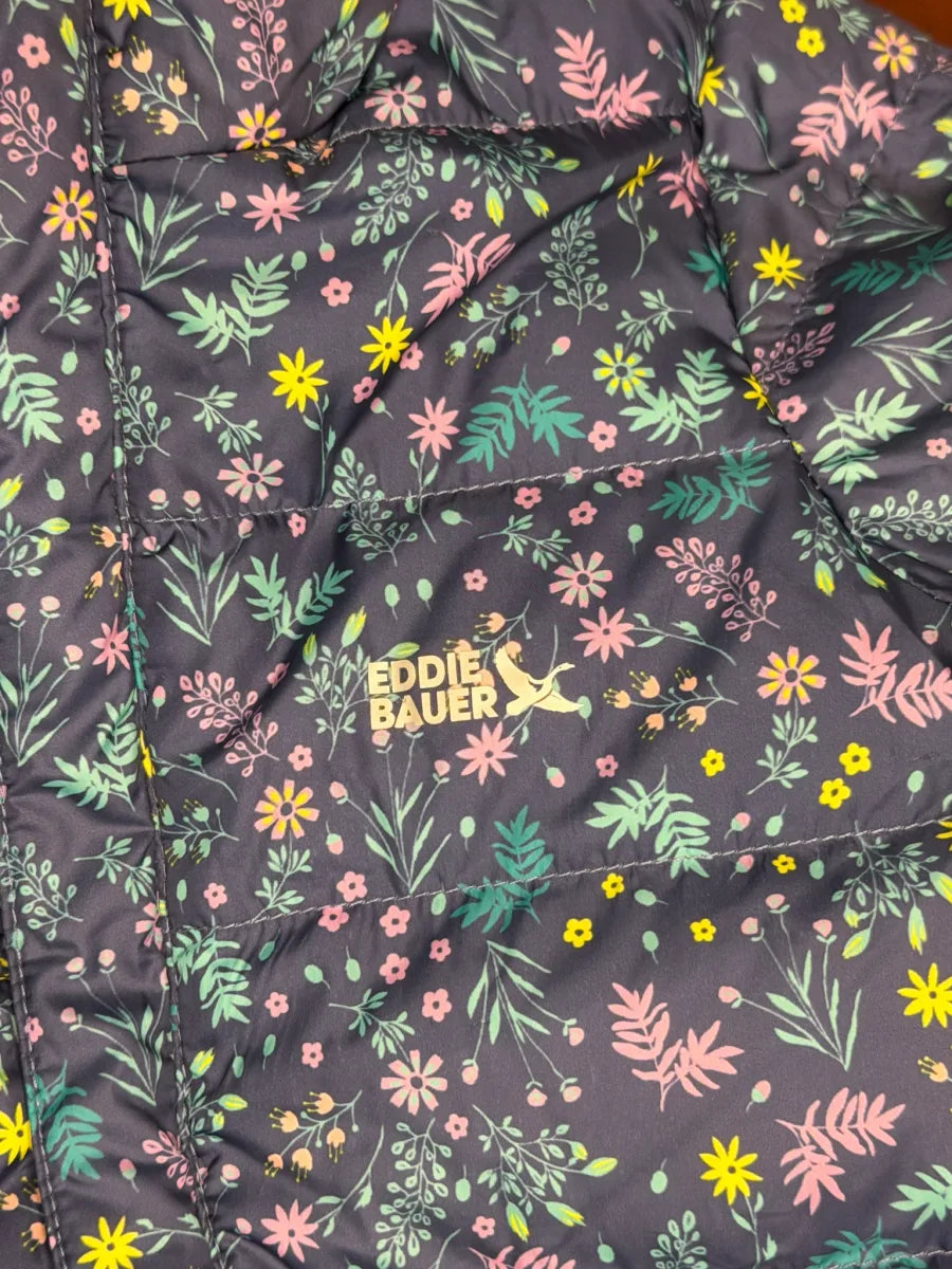 Eddie Bauer Floral Puffer Snowsuit Baby Bunting Navy - detail