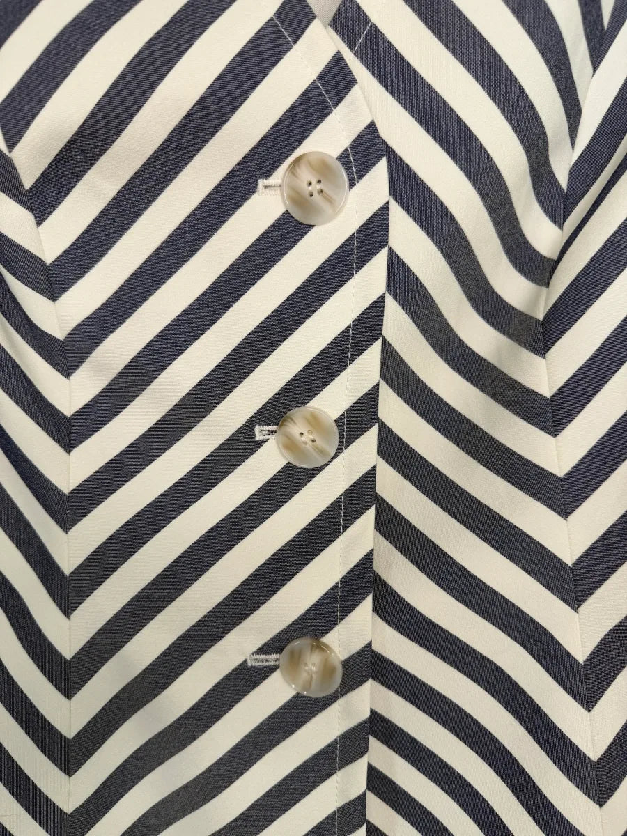 Kasper Chevron Stripe Blazer Navy White - detail