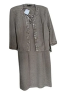 Brianna Milay Sequin Embroidered Two-Piece Dress Set Taupe - front