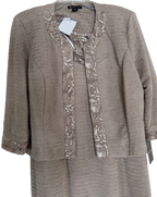 Brianna Milay Sequin Embroidered Two-Piece Dress Set Taupe - front