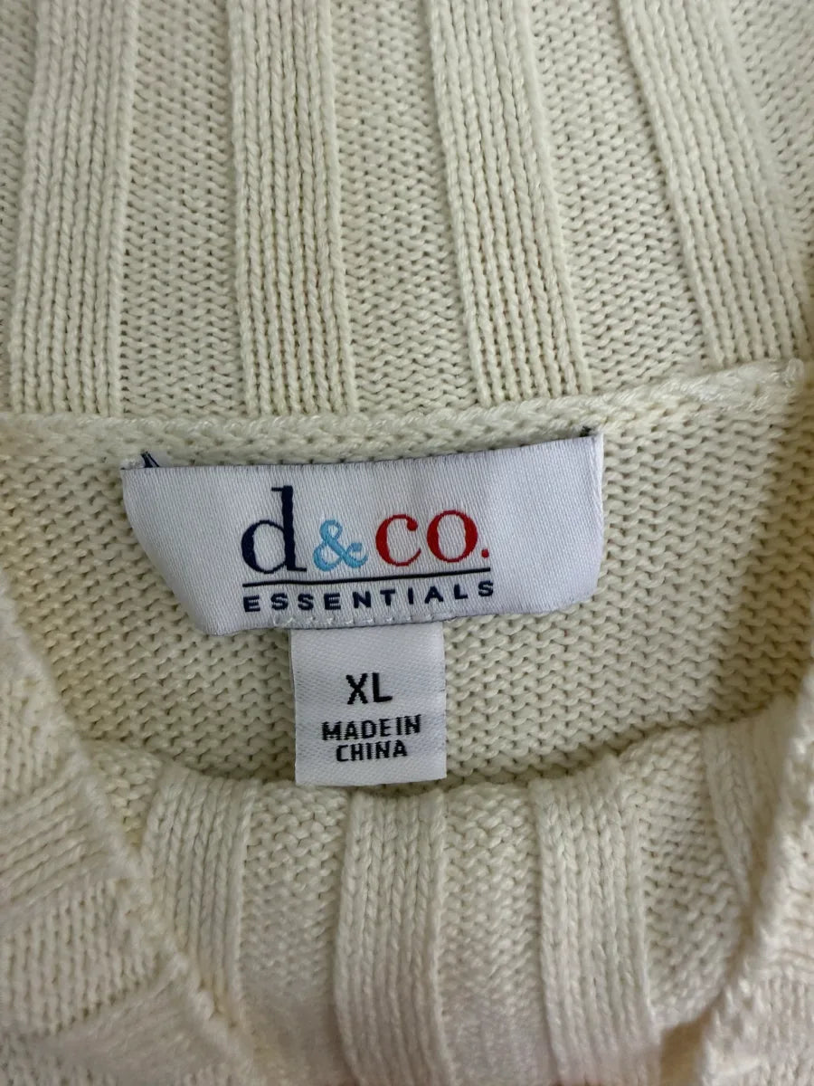 d&co. Essentials Ivory Cable Knit Mock Neck Sweater - tag