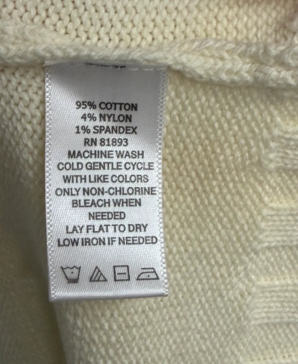 d&co. Essentials Ivory Cable Knit Mock Neck Sweater - label